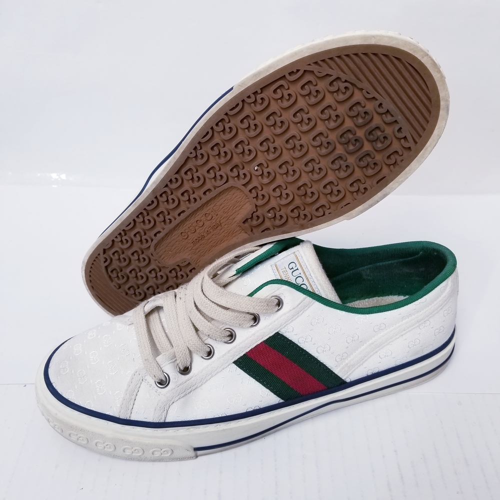 Gucci White Sneakers with Green and Red Accents - Picture 3 of 6